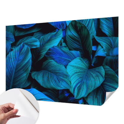 Moderná tapeta na stenu Modré listy