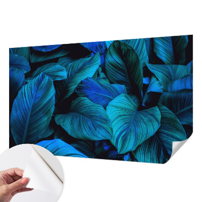 Moderná tapeta na stenu Modré listy