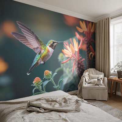 Detská tapeta Kvety kolibríka