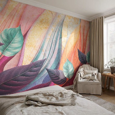 Samolepiaca fototapeta do detskej izby Abstraktné listy