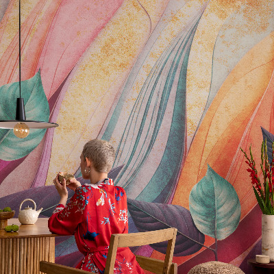 Samolepiaca fototapeta do detskej izby Abstraktné listy