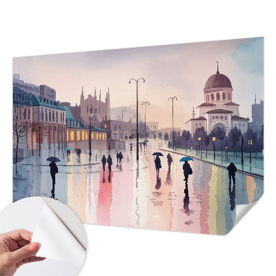 Samolepiaca fototapeta do spálne Daždivá prechádzka