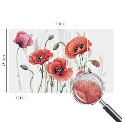 3D tapeta Červené vlčie maky