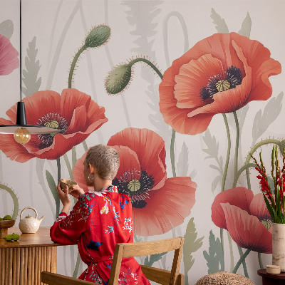 3D tapeta Červené vlčie maky