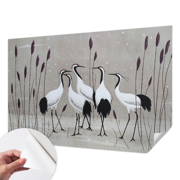 3D tapeta na stenu Kŕdeľ žeriavov