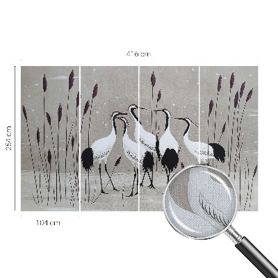 3D tapeta na stenu Kŕdeľ žeriavov