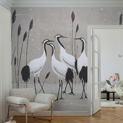 3D tapeta na stenu Kŕdeľ žeriavov