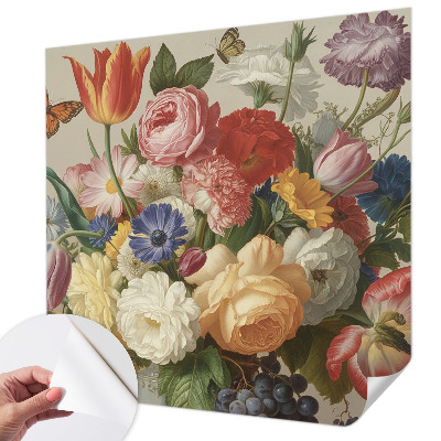 Samolepiaca fototapeta do spálne Kvety a motýle