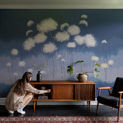 3D tapeta na stenu Biele púpavy