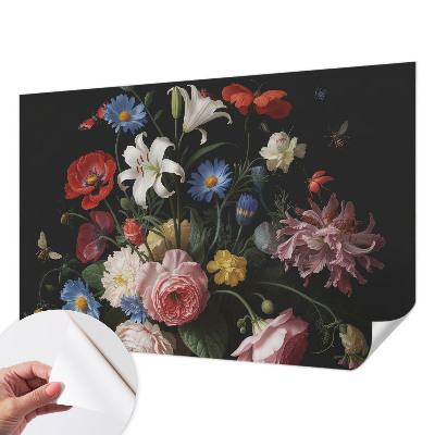 Tapety na stenu samolepiace Kvety s hmyzom