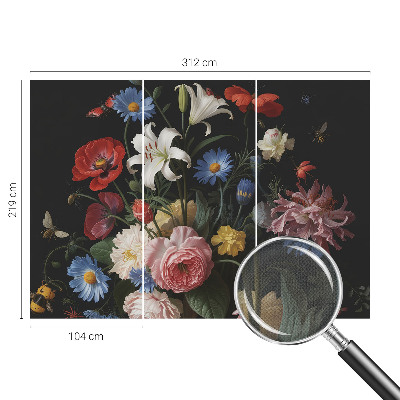 Tapety na stenu samolepiace Kvety s hmyzom