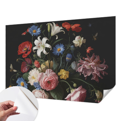 Tapety na stenu samolepiace Kvety s hmyzom