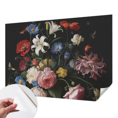 Tapety na stenu samolepiace Kvety s hmyzom