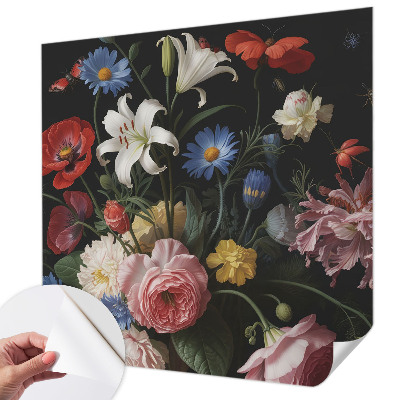 Tapety na stenu samolepiace Kvety s hmyzom