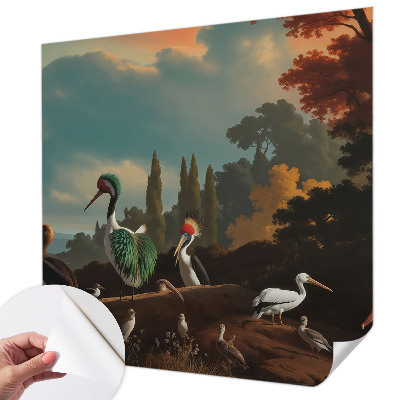 Samolepiaca fototapeta do spálne Malebné vtáky