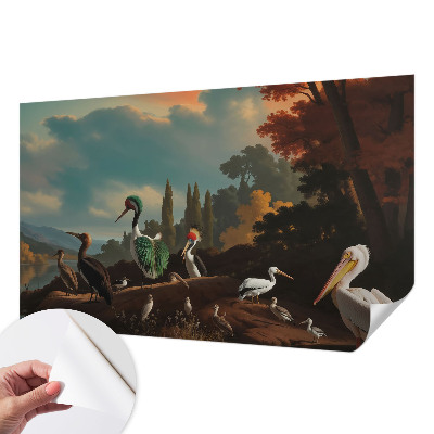 Samolepiaca fototapeta do spálne Malebné vtáky