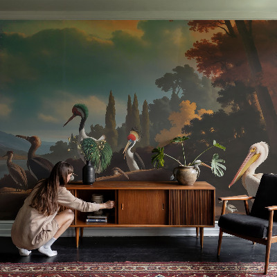 Samolepiaca fototapeta do spálne Malebné vtáky