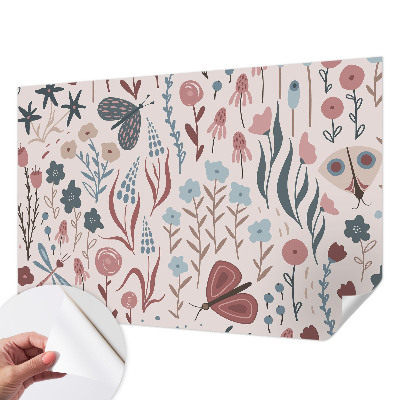 Tapeta do obývačky Kvety hmyz