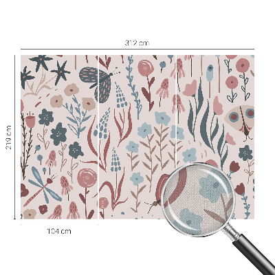 Tapeta do obývačky Kvety hmyz