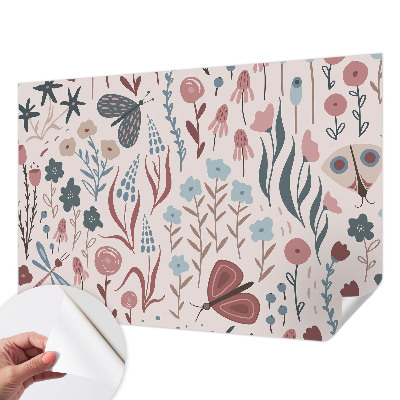 Tapeta do obývačky Kvety hmyz