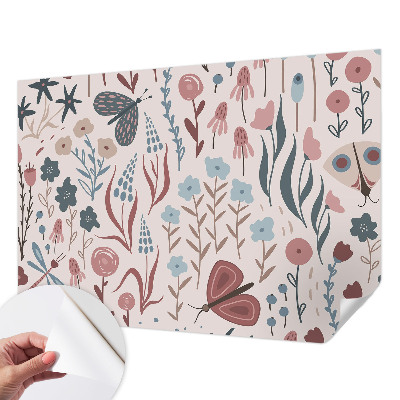 Tapeta do obývačky Kvety hmyz