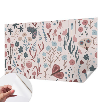 Tapeta do obývačky Kvety hmyz