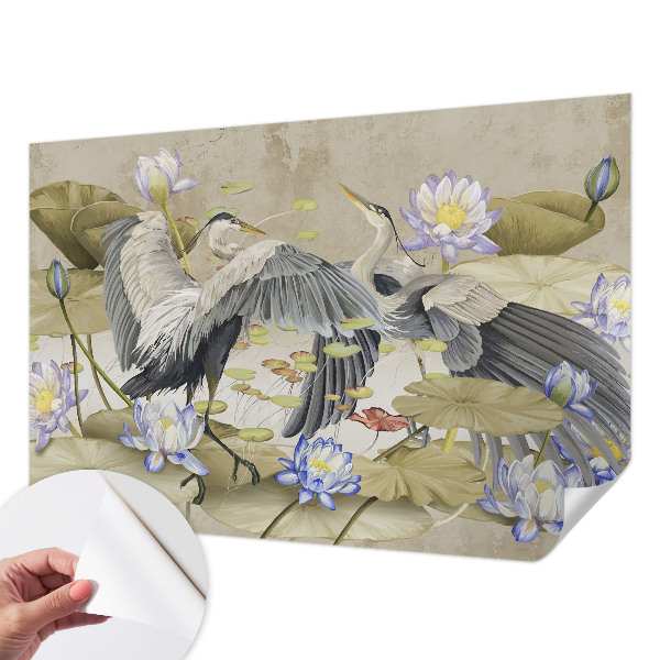 Samolepiaca fototapeta do obývačky Vtáky a ľalie