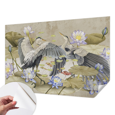 Samolepiaca fototapeta do obývačky Vtáky a ľalie