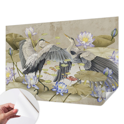 Samolepiaca fototapeta do obývačky Vtáky a ľalie