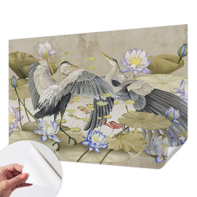 Samolepiaca fototapeta do obývačky Vtáky a ľalie