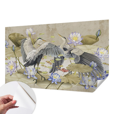 Samolepiaca fototapeta do obývačky Vtáky a ľalie