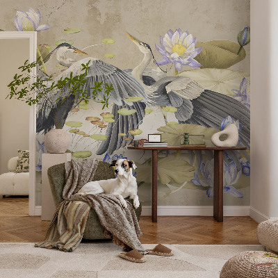 Samolepiaca fototapeta do obývačky Vtáky a ľalie