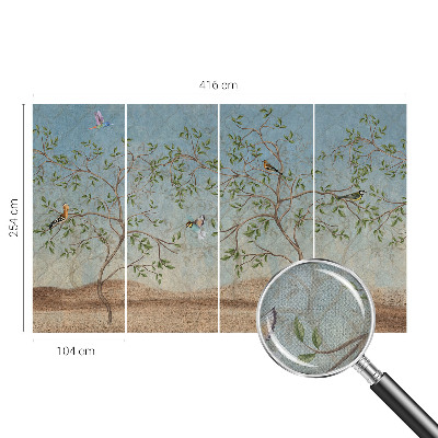 3D tapeta Vtáky v stromoch