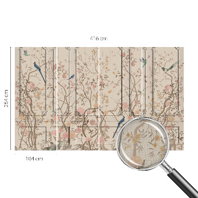 Tapety na stenu samolepiace Vtáky a kvety