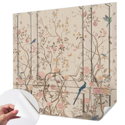 Tapety na stenu samolepiace Vtáky a kvety