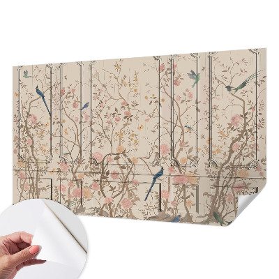 Tapety na stenu samolepiace Vtáky a kvety