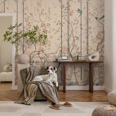 Tapety na stenu samolepiace Vtáky a kvety