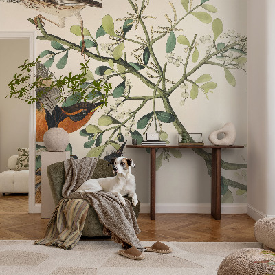 Samolepiaca fototapeta do spálne Farebné vtáky