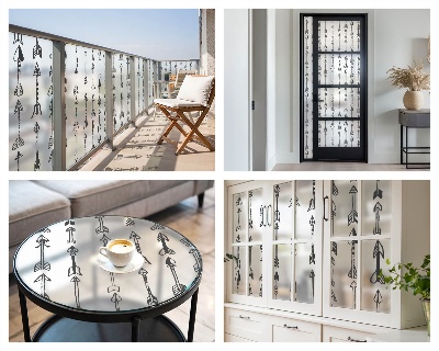 Privátna fólia na okno vitrážová Geometrické šípky