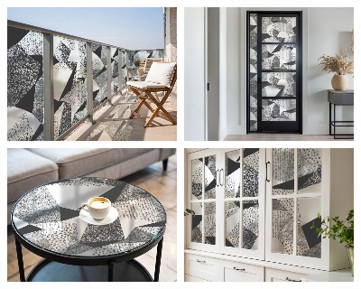 Samolepiaca vitráž na okno a dvere Geometrické útvary