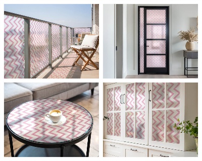 Samolepiaca vitráž na okno a dvere Ružové cikcaky