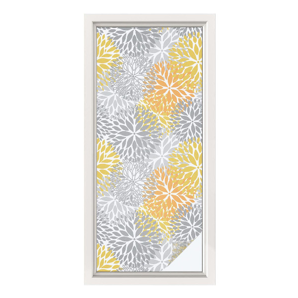 Samolepiaca vitráž na okno a dvere Farebné kvety