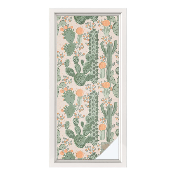 Privátna fólia na okno vitrážová Zelené sukulenty