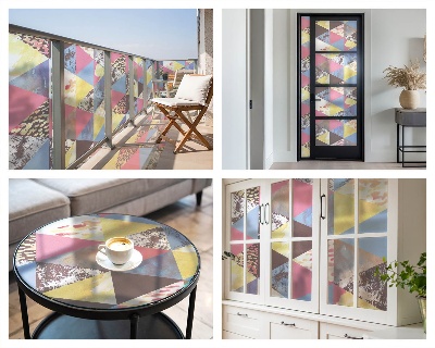 Privátna fólia na okno vitrážová Farebné trojuholníky