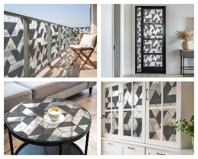 Samolepiaca vitráž na okno a dvere Geometrické ilúzie
