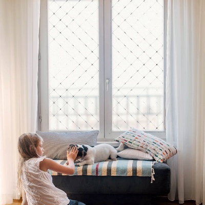 Privátna fólia na okno vitrážová Geometrická mriežka