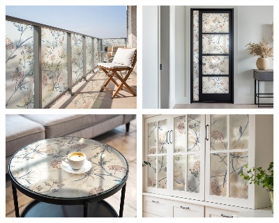 Privátna fólia na okno vitrážová Kvety harmónie