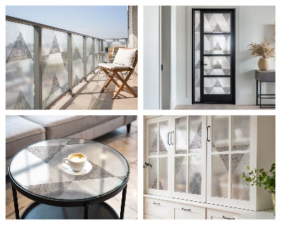 Privátna fólia na okno vitrážová Sivé trojuholníky