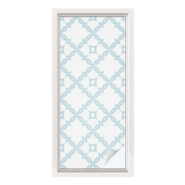 Privátna fólia na okno vitrážová Modrá geometria