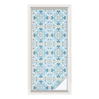 Samolepiaca vitráž na okno a dvere Kvetinové dlaždice